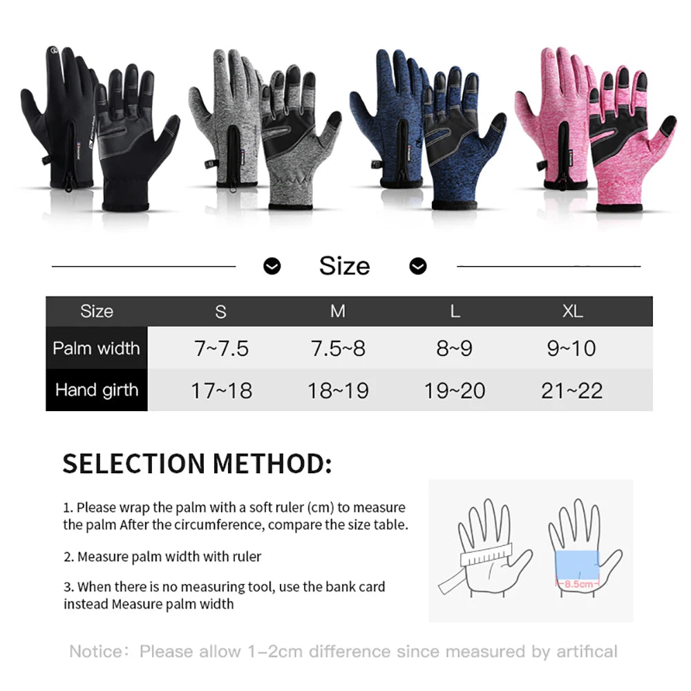 Cycling Gloves Touchscreen Full Finger Winter, Waterproof Guantes Bike Skiing Motorcycle Riding,etc