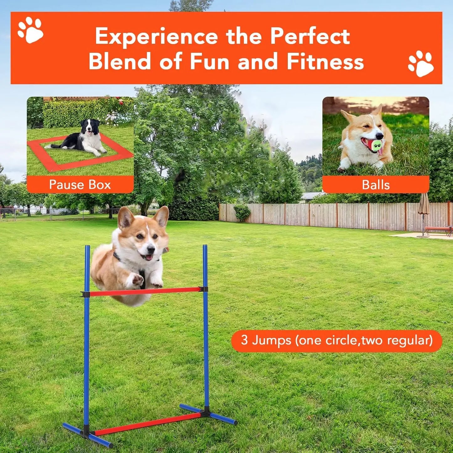 87 Pcs Dog Agile Training Equip, Obstacle Course Kit 70" Tunnel Tire Jump Hurdle Jump Weave Poles