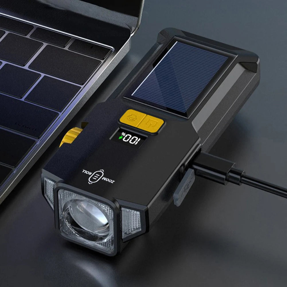 Solar Bike Front Light USB Recharge,Safety Front Lamp, Display High Brightness ,Night Riding