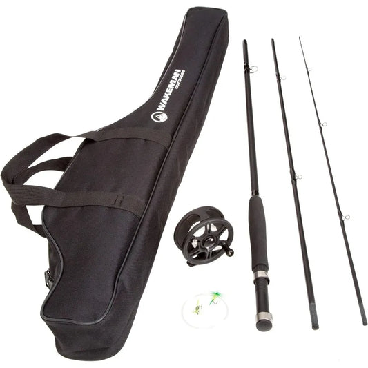 Fly Fishing Rod,Reel Combo, Carrying Case Flies, Fishing Line Angling Adventures,Charter Series