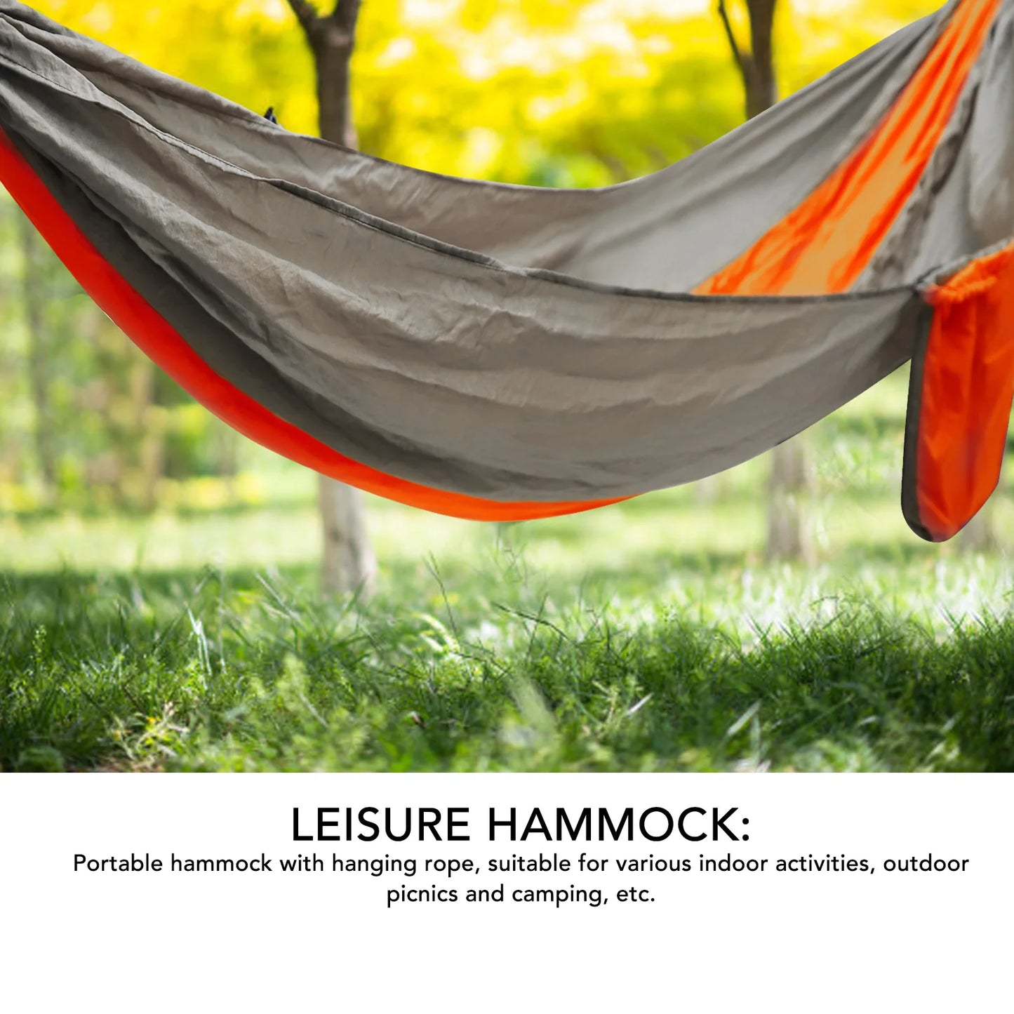 Camping Hammock with Tie Rope Widened Hanging Swing for Indoor Outdoor Camping Silver Gray Orange