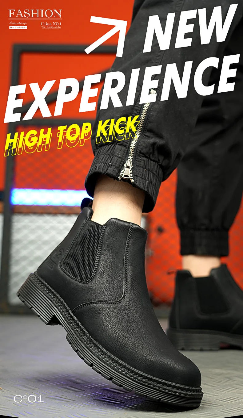 Anti-smash and anti-puncture work shoes high top four seasons safety shoes