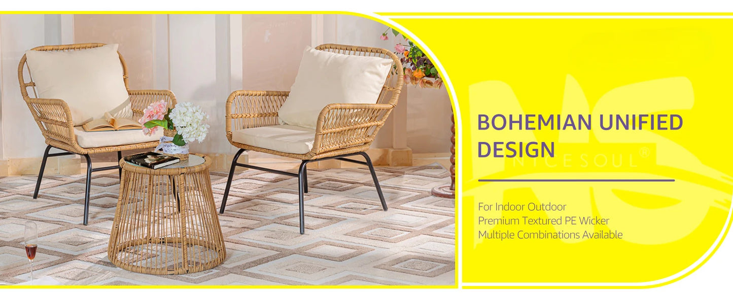 7-piece Bohemian Courtyard Furniture Sofa ,Including Egg Chairs, L-shaped Leisure Chairs, Cushions