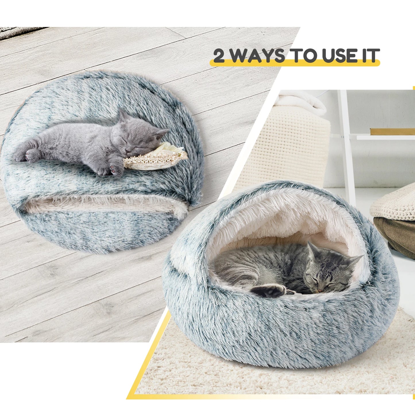 25'' Pet Cat /Dog Bed Nest Soft Comfortable Semi-enclosed Cat NestPet house