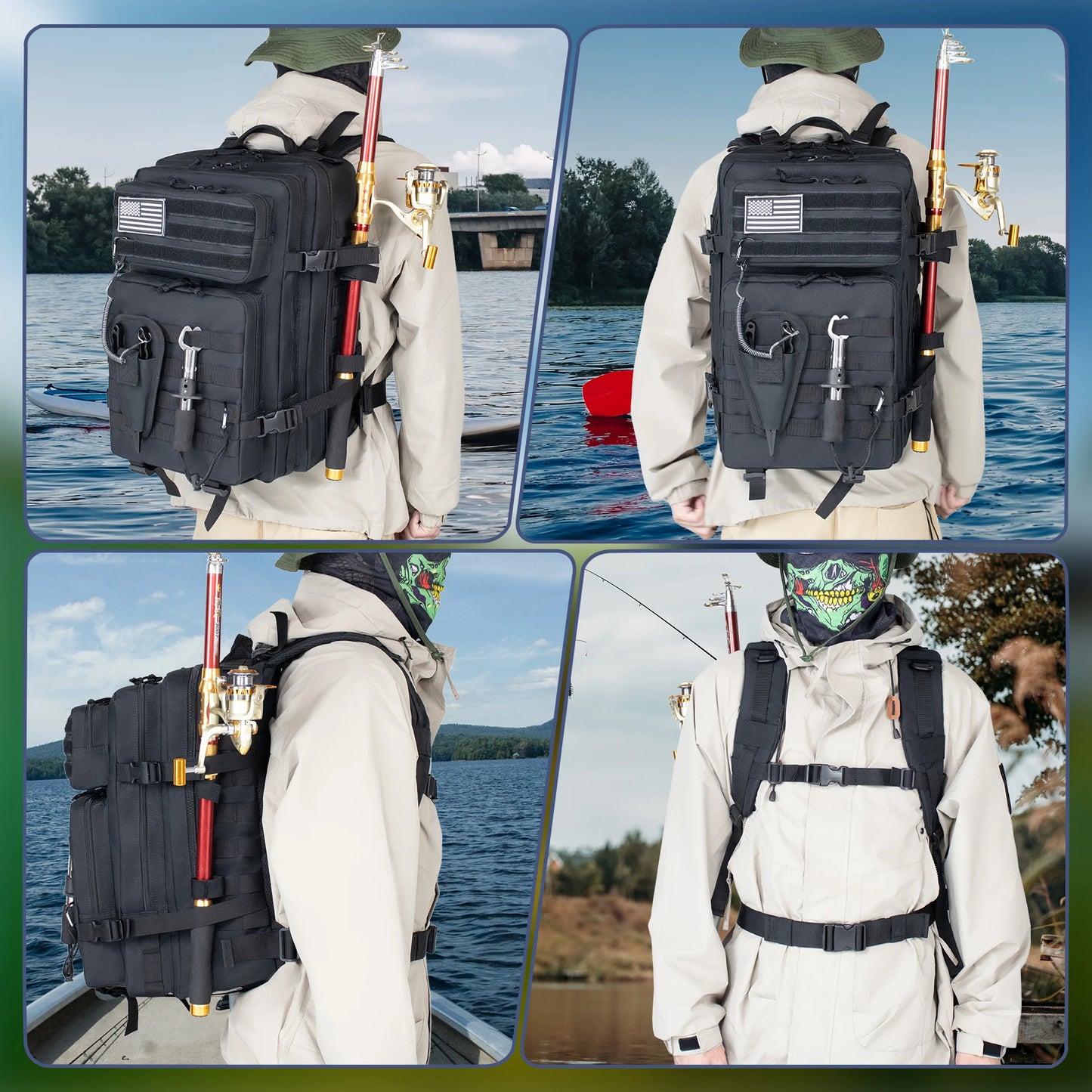 45L Fishing Hunting Bag Tactical Backpack Men's Travel Large Capacity Rucksacks Men Waterproof
