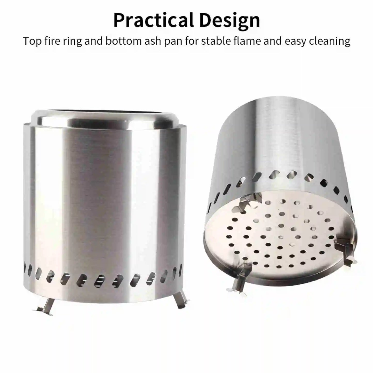 Portable Fireplaces Smokeless Pit Portable Small Stainless Steel Outdoor Camping Wood Burning Pit