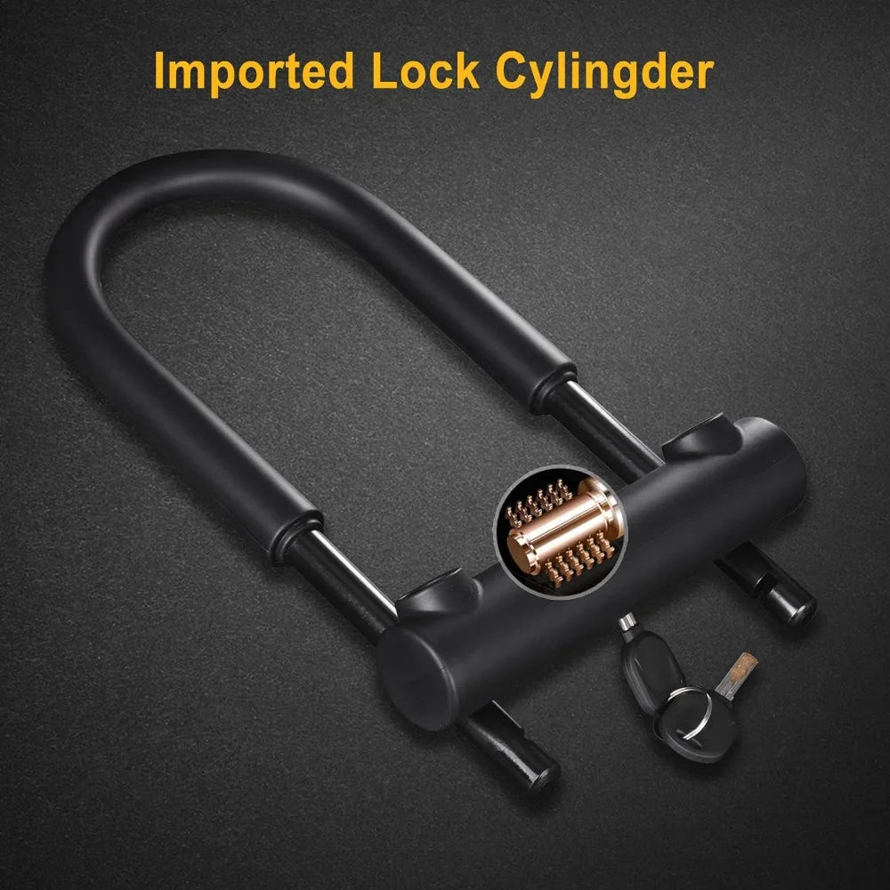 Large Bike U Lock Combination, 16mm, Anti-Theft, Black
