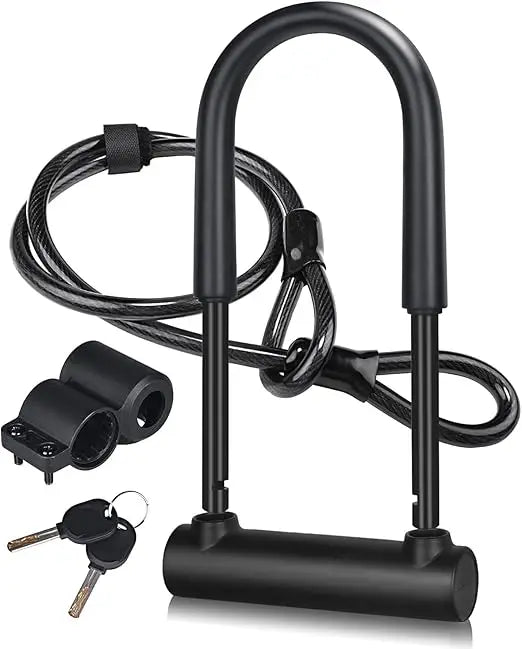 Large Bike U Lock Combination, 16mm, Anti-Theft, Black