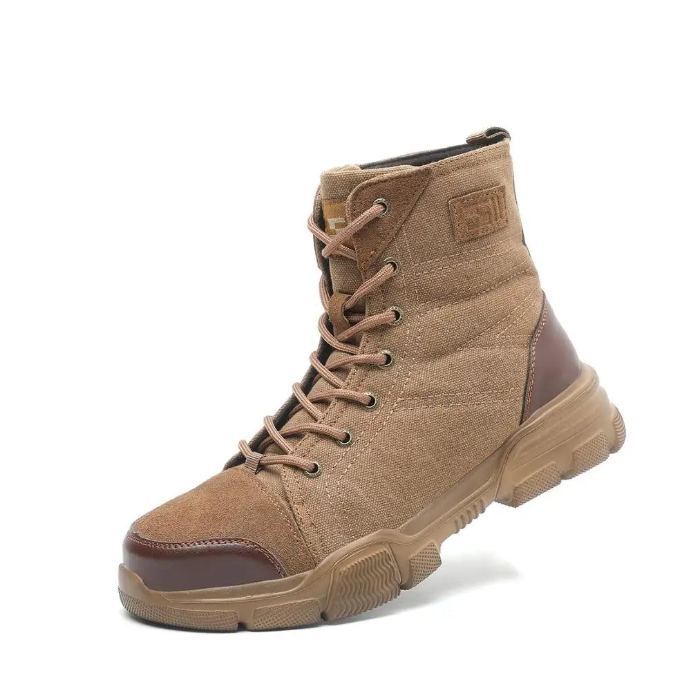 SUADEX Steel Toe Boots, Men Indestructible Work Shoes Desert Safety Boots Safety Shoes 36-48