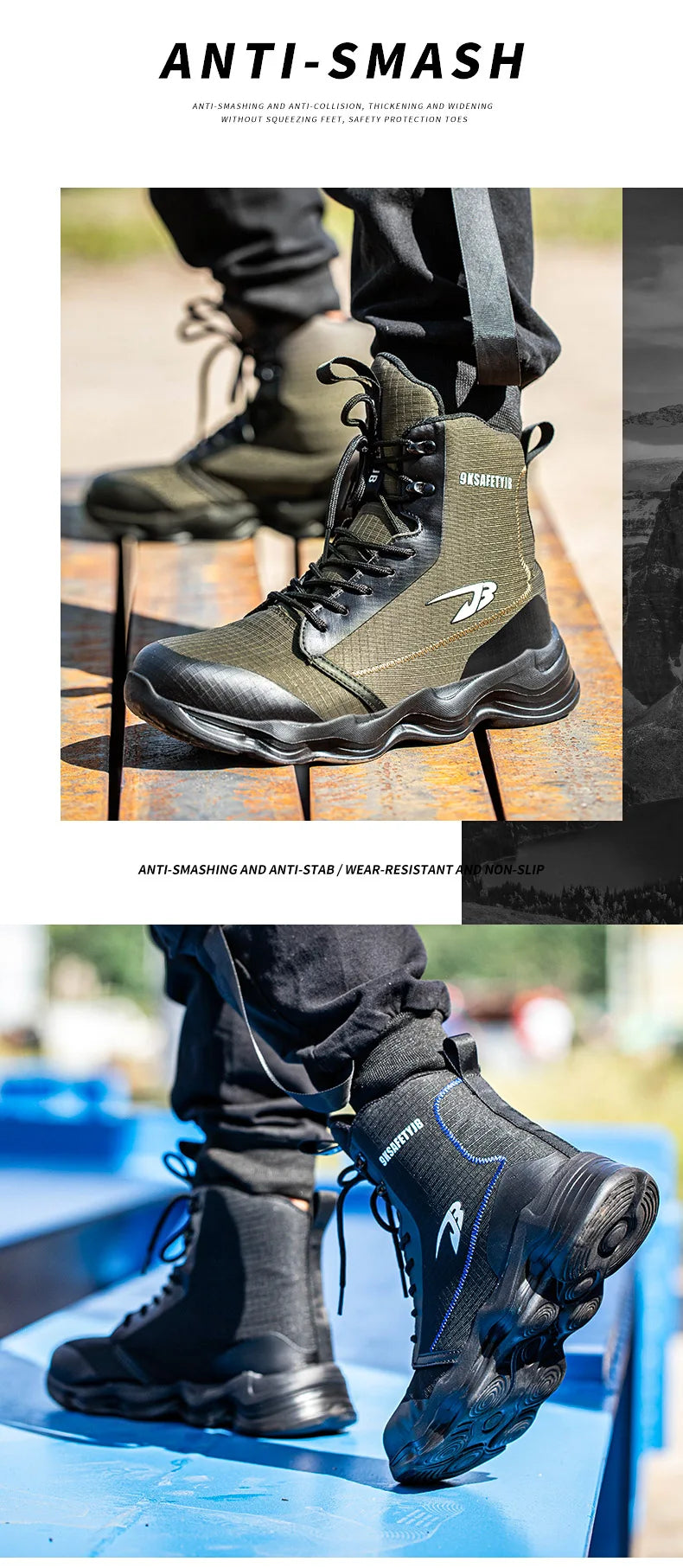 Fashionable breathable anti-smash and anti-puncture safety shoes