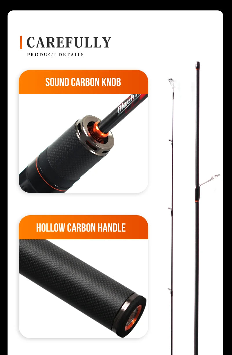 Black Arrow Spining Baitcasting Rod 4.92FT 0.8-10gUL Carbon Fiber FUJI O Guides BFS Two Sections