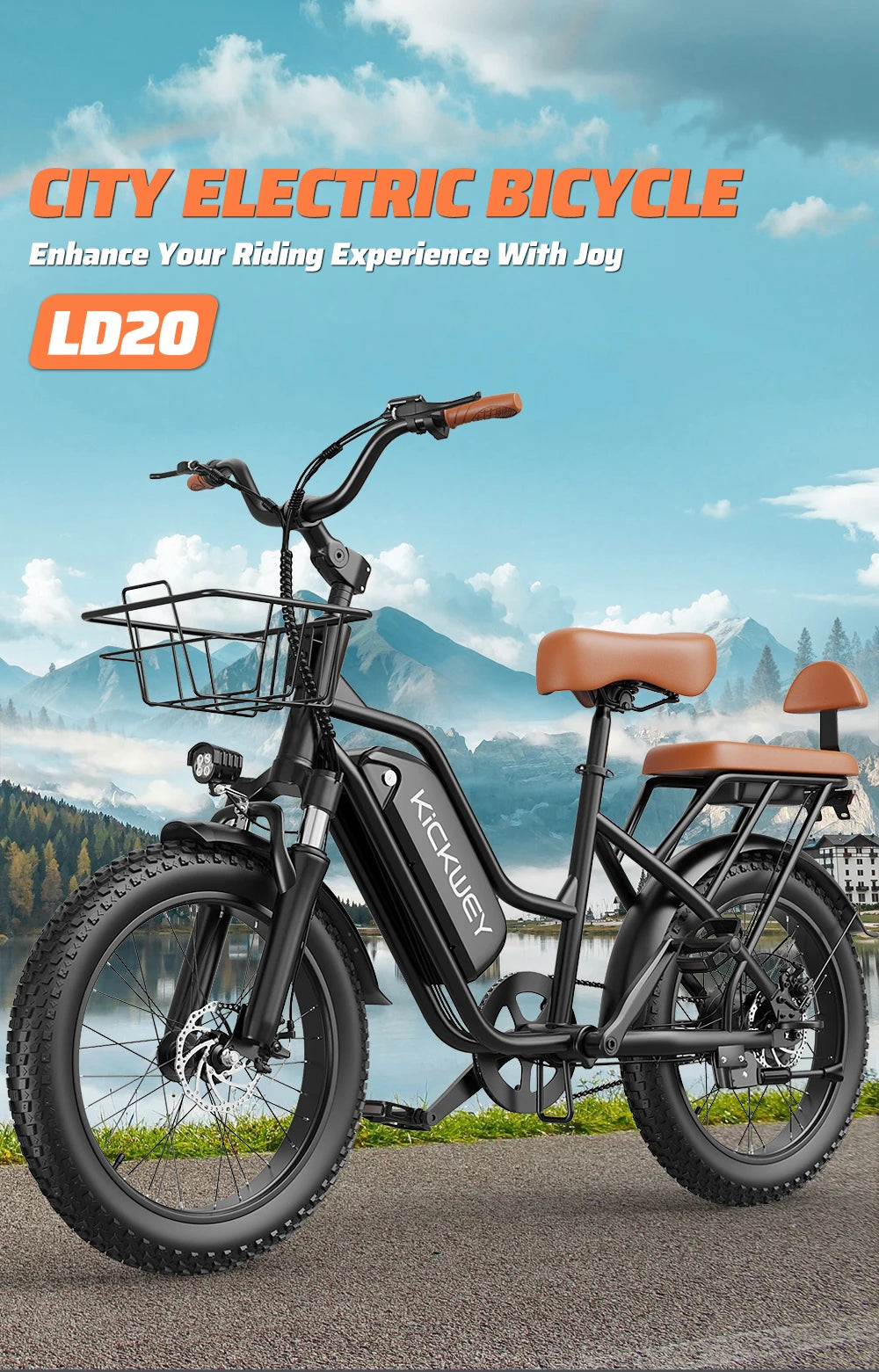 LD20 Electric bike 1500W Motor 48V20AH Removable Battery Dual Disc Brake 20×4 Inch Fat Tire Snow