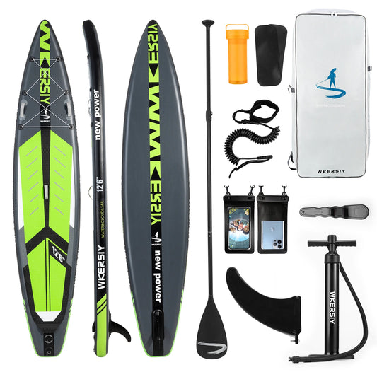 12'6 SUP inflatable paddle board 30" width for racing paddling solo stand up paddle board