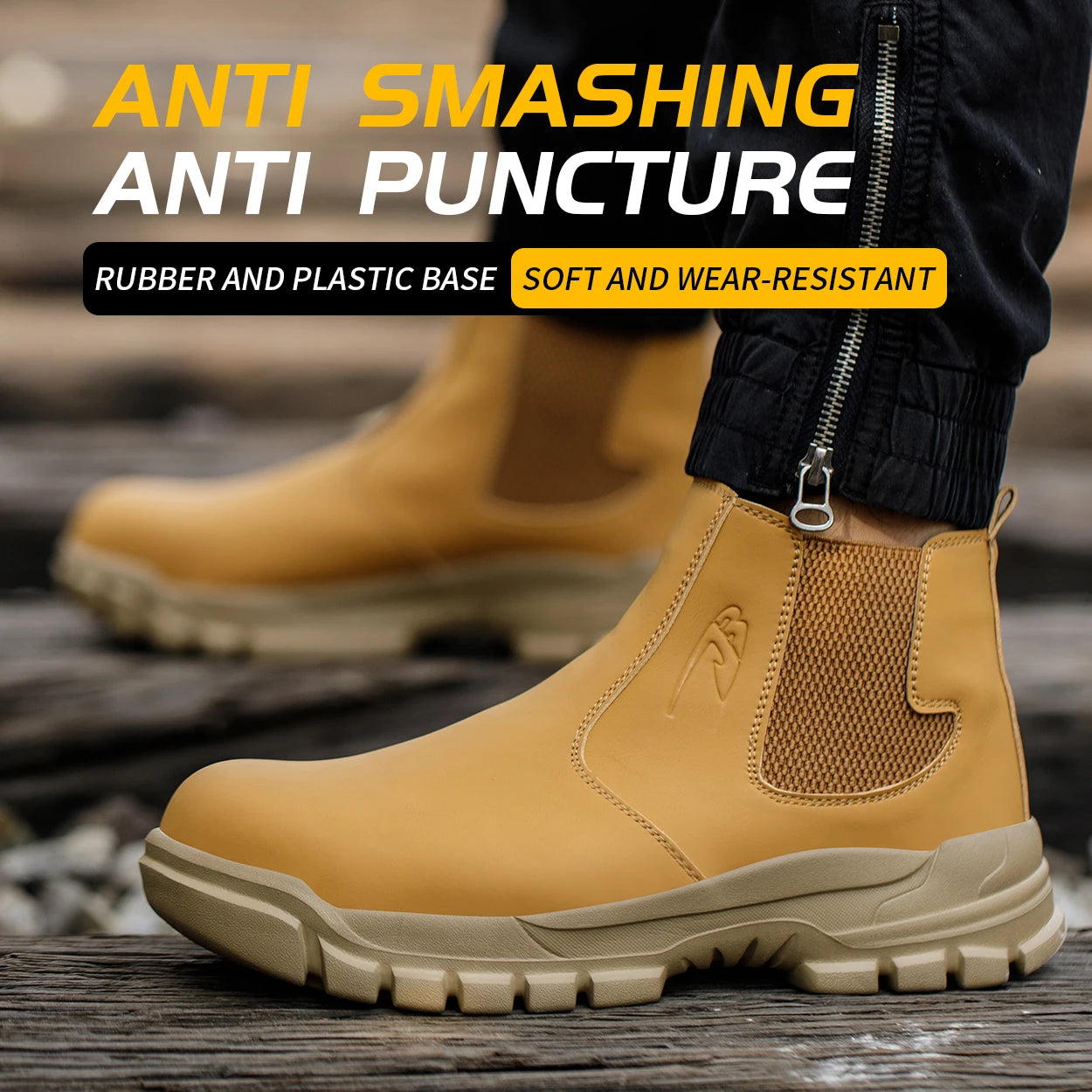 Waterproof Men's Safety Work Boots Steel Toe Anti Impact, Anti-Puncture