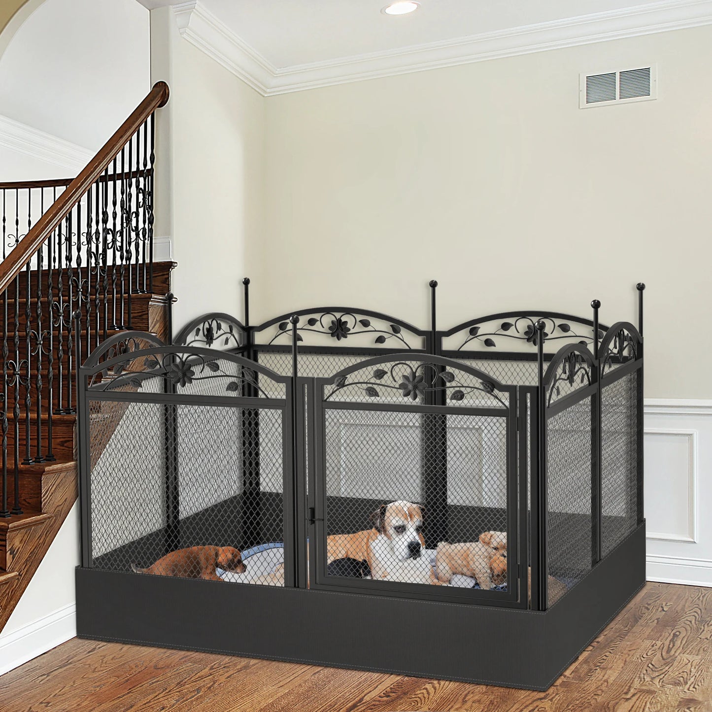 8 Panels, Heavy Duty Dog Playpen Outdoor Indoor Metal Fence,Waterproof Fertility Pad