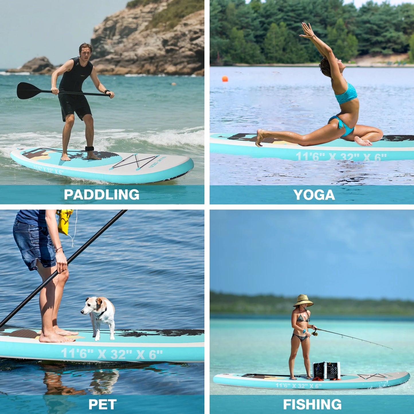 Portable Inflatable Stand Up Paddle Board 10'6"×32"×6", Premium PVC, Full Kit for Adults/Youth