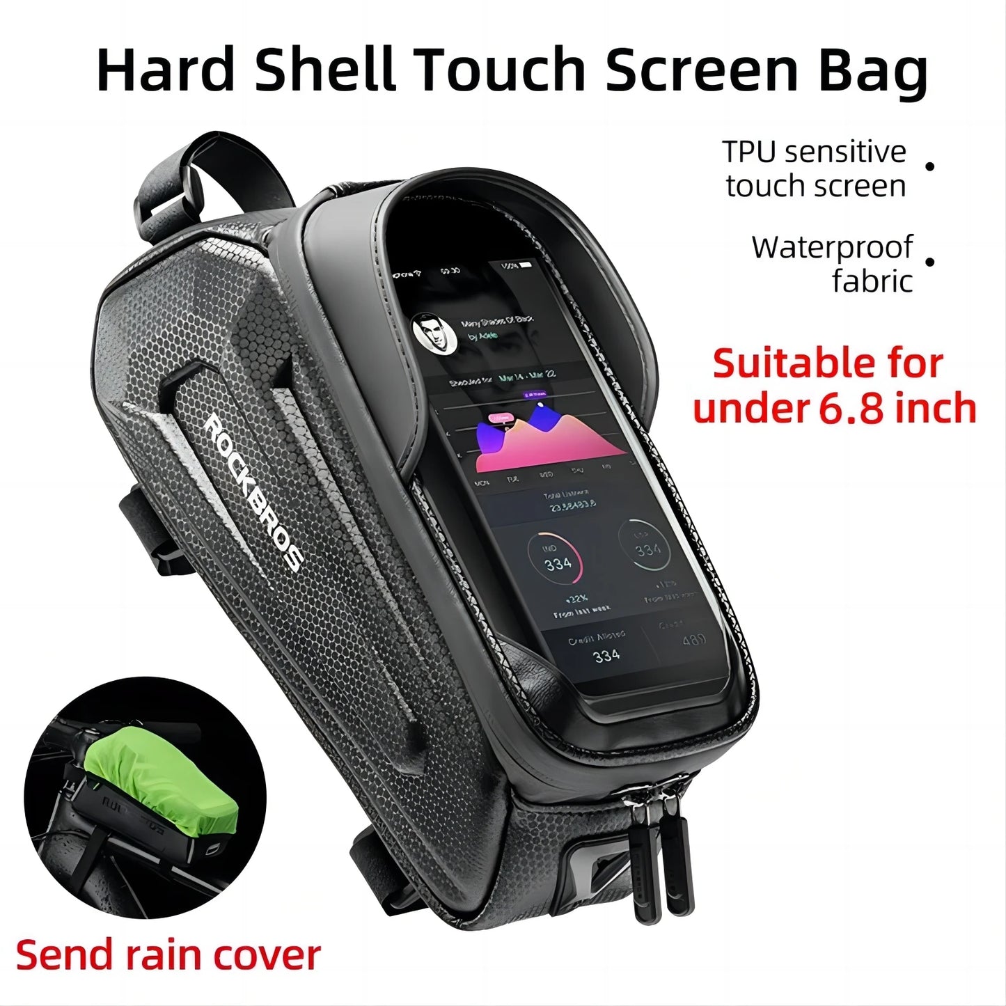 ROCKBROS Bicycle Bag Waterproof Touch Screen Bag Top Front Tube Frame MTB Road Bike 6.5 Phone Case