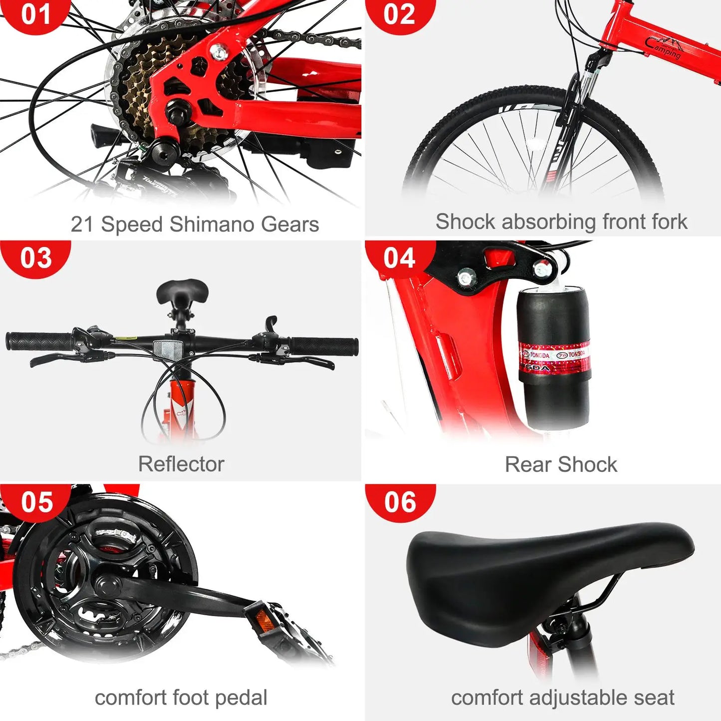 Survivals 26'' Land Rover TX30 Mountain Bike - High Carbon Steel, 21, 100kg Capacity, Red & Black