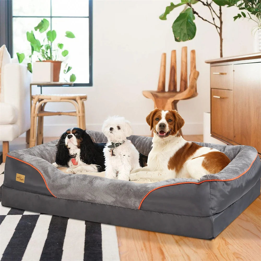 Jumbo Large Orthopedic Dog Bed Memory Foam,Waterproof Elevated Cushion Warm Puppy,Removable Cover