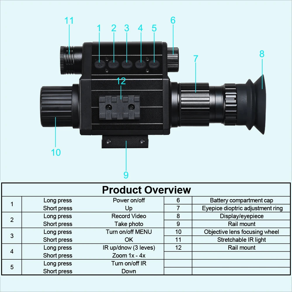 M5 Digital Riflescope Night Vision Scope Sight Infrared Monocular 1080P Video All in 1 for Hunting