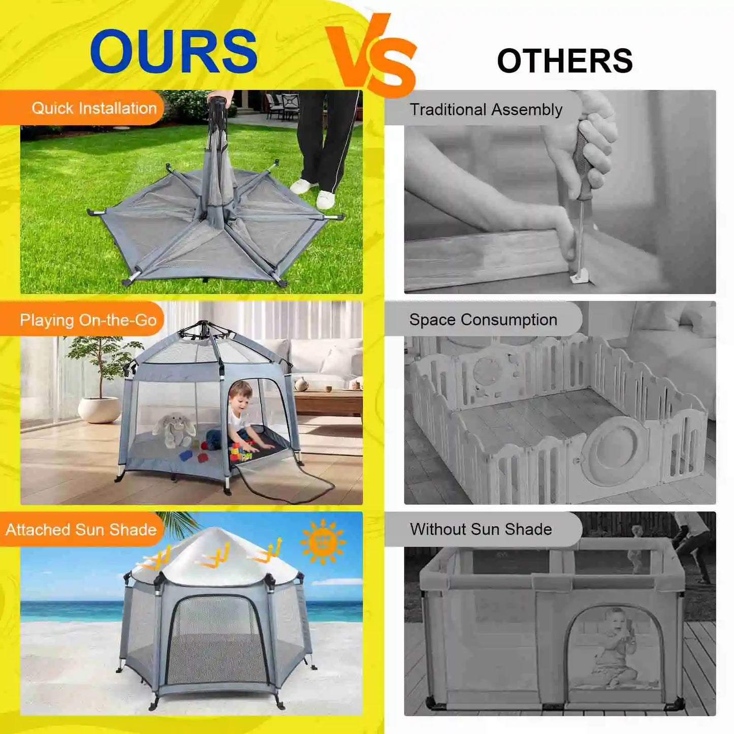 Baby Beach Tent Baby Play Tent Sun Protective Oxford Cloth Outdoor Indoor Play Tent Gray