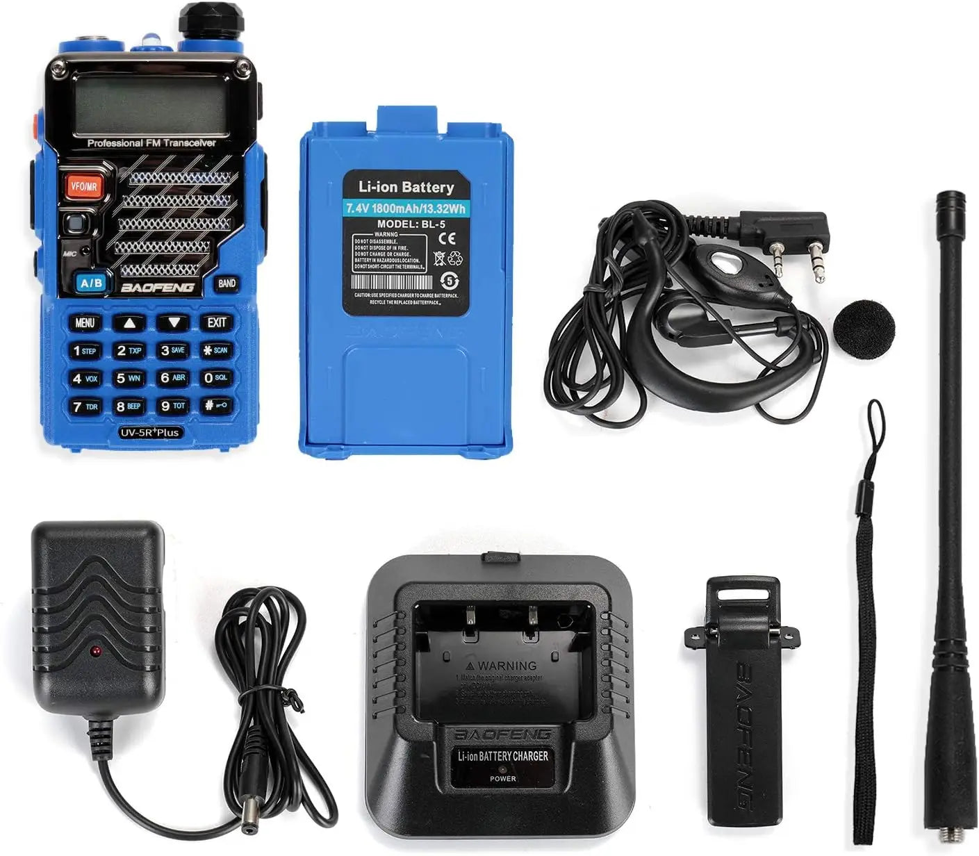 UV-5R+ Plus Two Way Radio, Long Range Rechargeable with Earpiece, Walkie Talkie,144-148 420-450MHz,