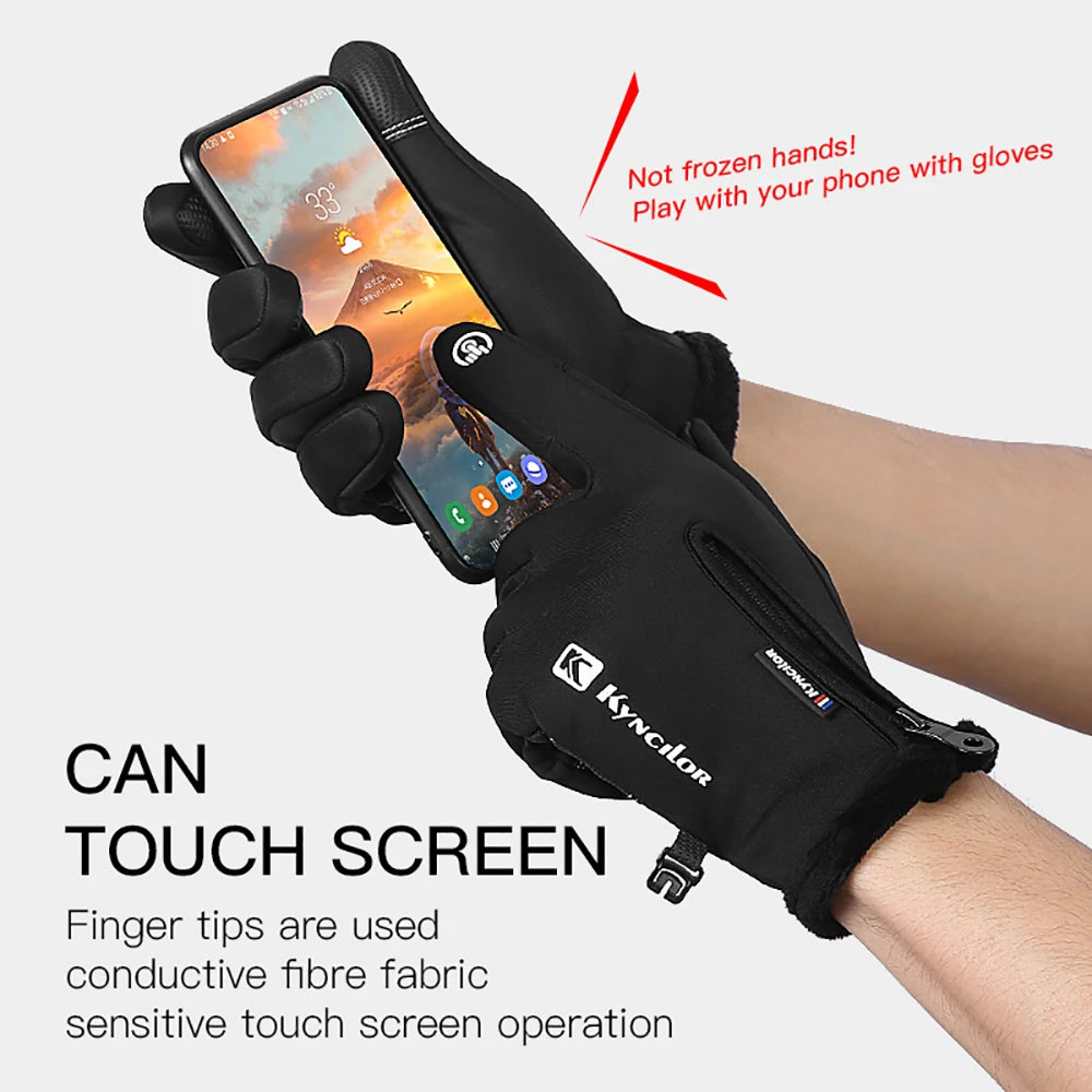 Cycling Gloves Touchscreen Full Finger Winter, Waterproof Guantes Bike Skiing Motorcycle Riding,etc