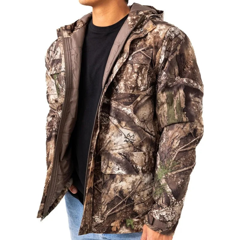 Men's Edge/Timber/Max-7 Camo Hunting Insulated Parka Jacket - Wind-proof, Mid-weight and Super Warm