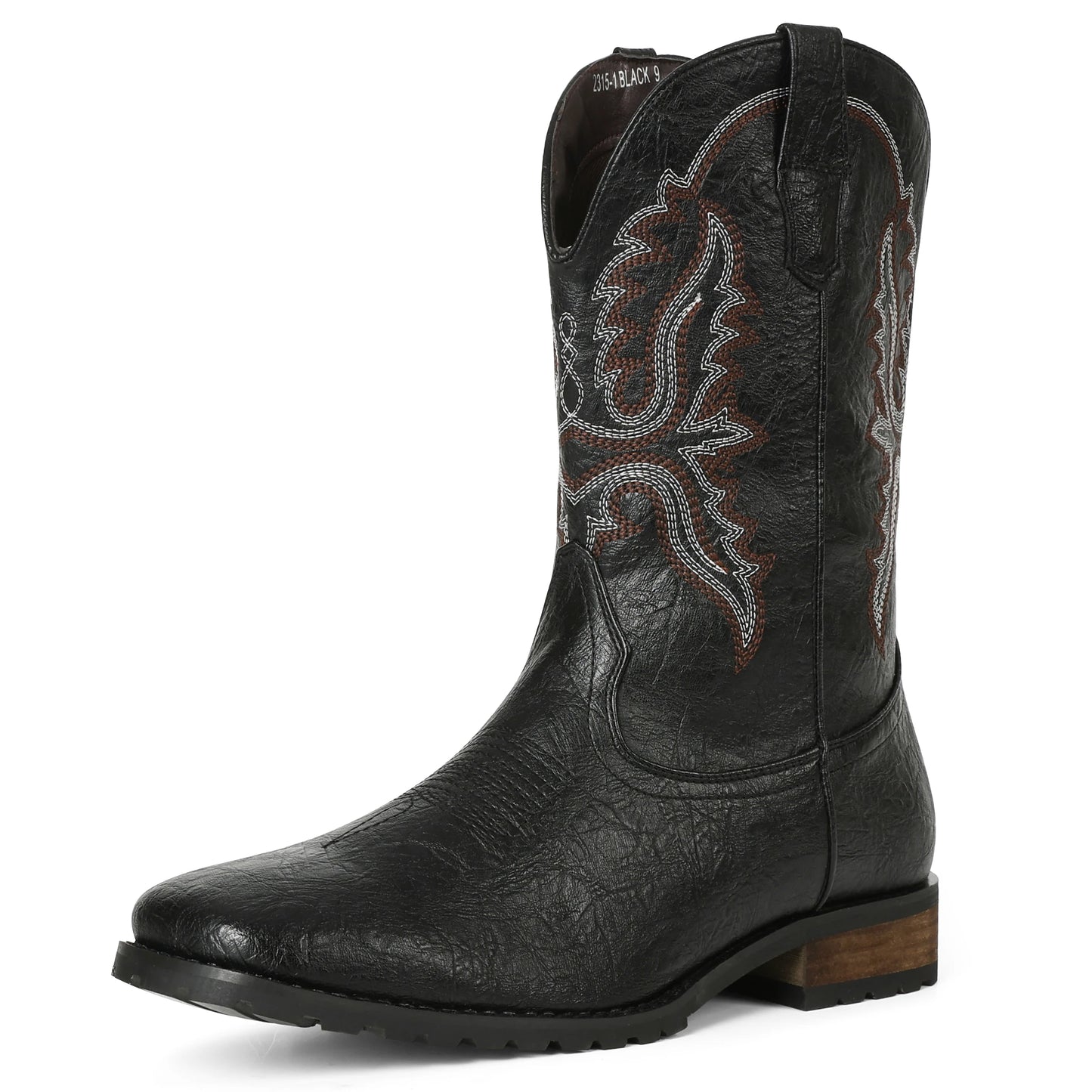 Plus size 12.5 New Fashion Retro Square Toe Neutral Cowboy Boots Luxury Embroidered Concise