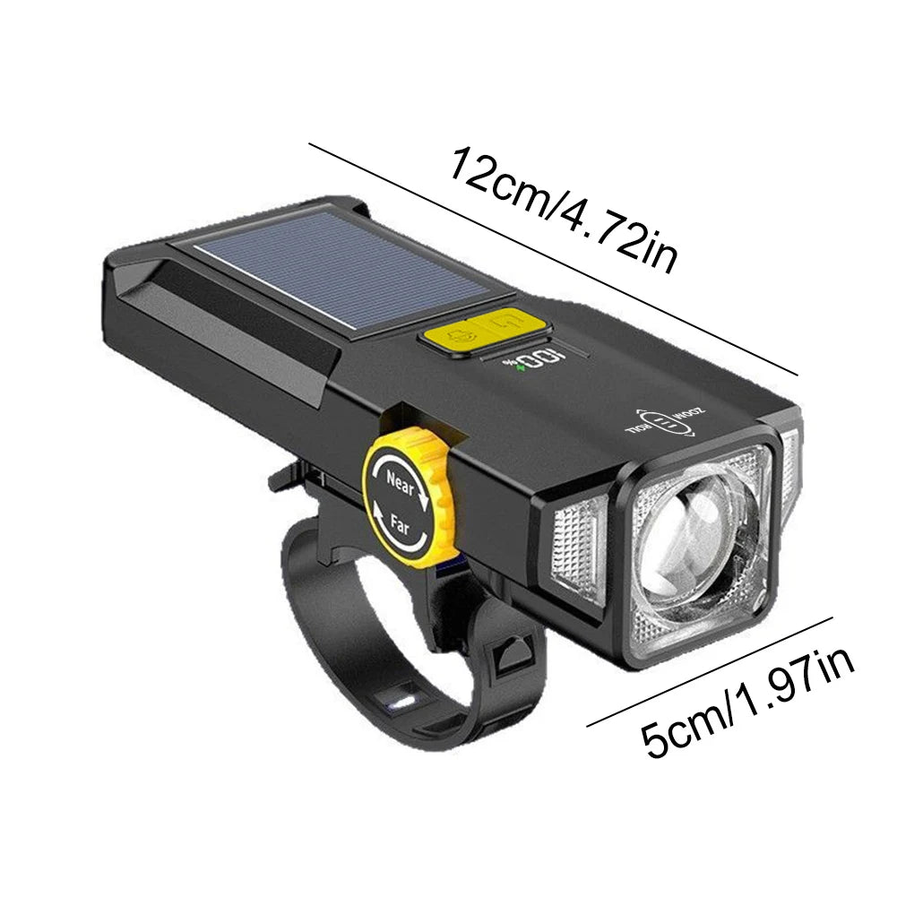 Solar Bike Front Light USB Recharge,Safety Front Lamp, Display High Brightness ,Night Riding