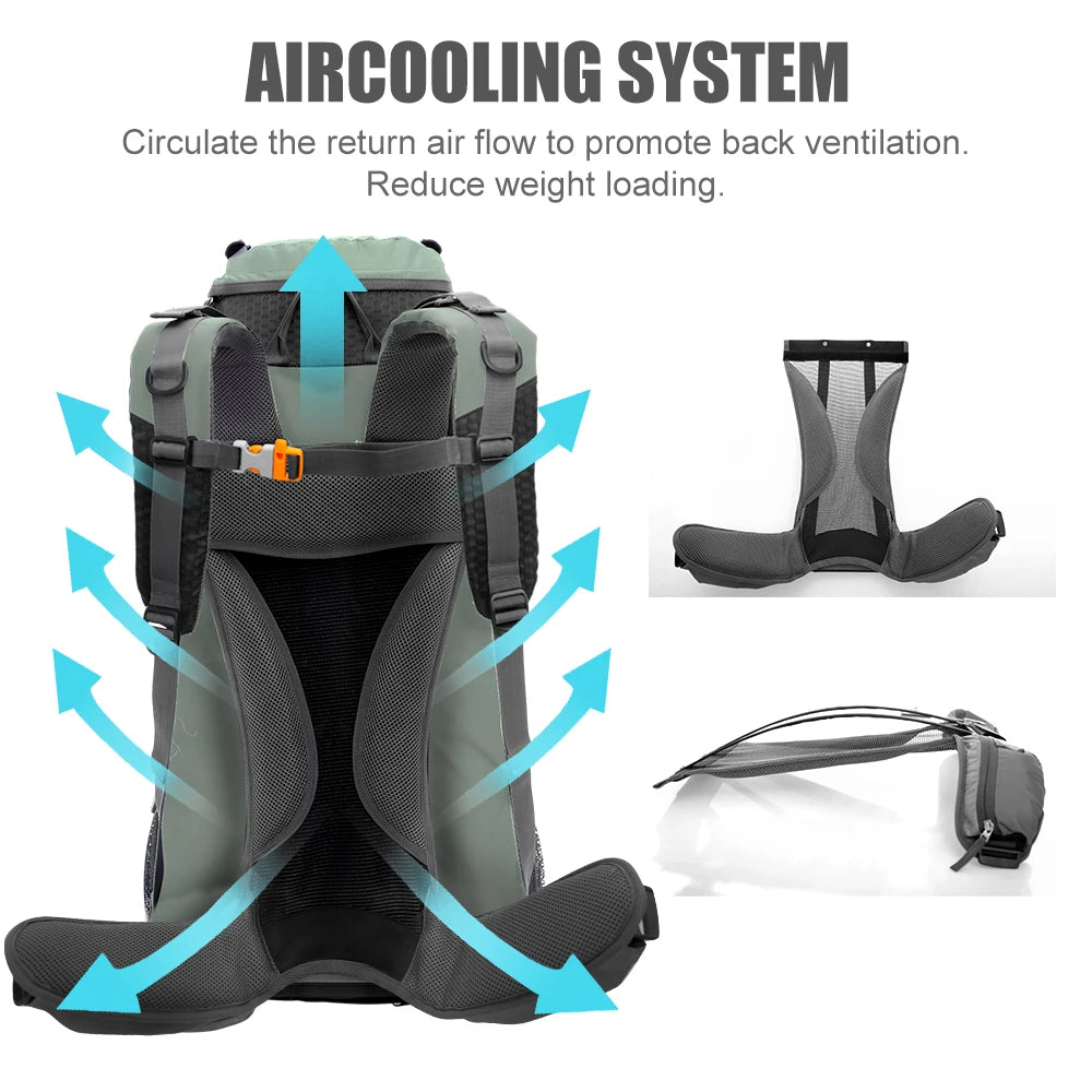 60L Explorer Internal Frame Backpack, Rain Cover Outdoor for Hiking Camping Backpacking Travel
