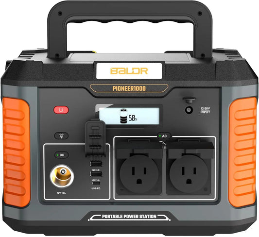 Portable Power Station 1000W Output 808Wh Capacity AC Outlet USB Ports Solar Charging Generator