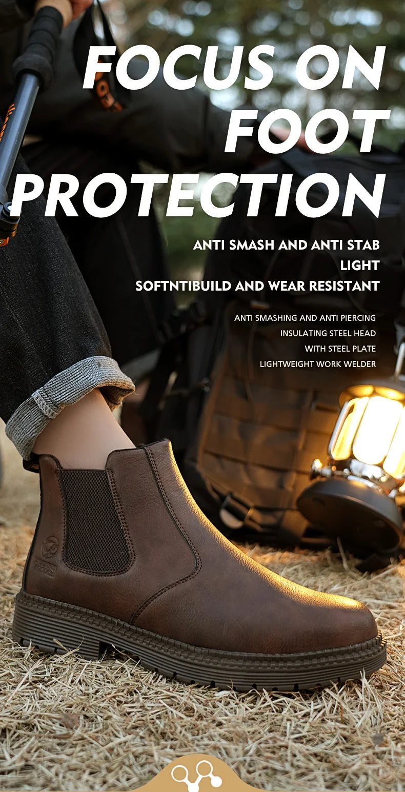 Anti-smash and anti-puncture work shoes high top four seasons safety shoes