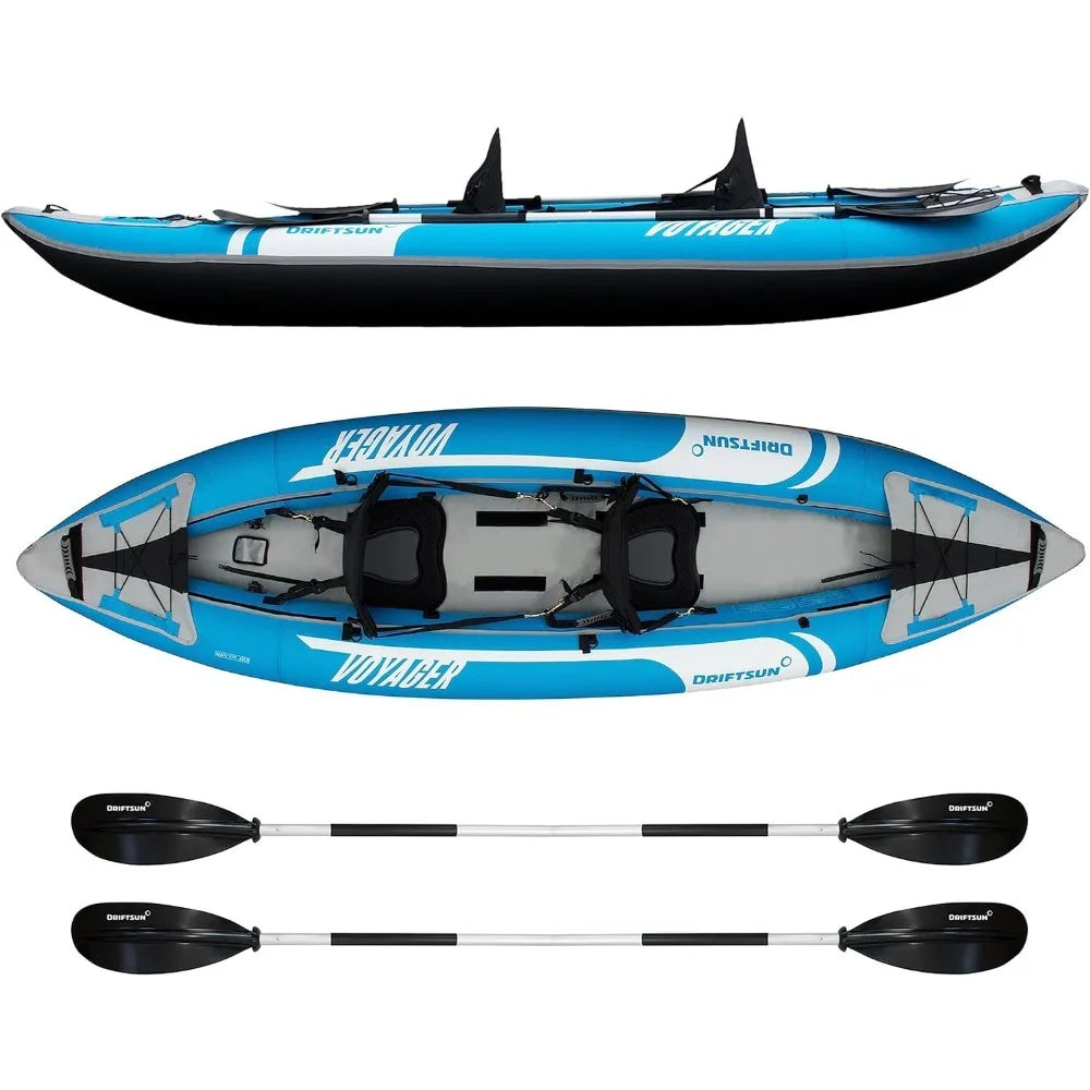 Voyager Inflatable Kayak 2 Person Tandem, Foldable for Adults Includes 2 Aluminum Paddles