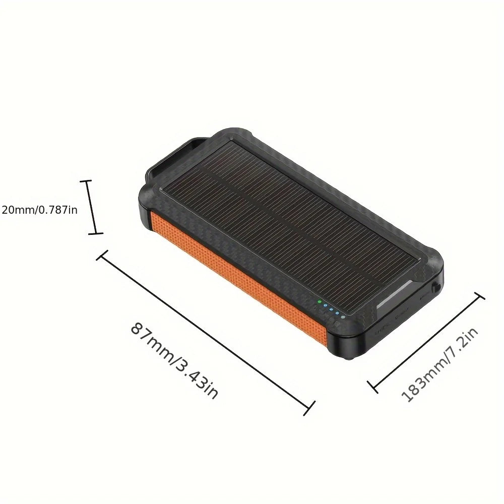 10000mAh power bank portable,solar power,Bring your own charging cable and a lighting lamp