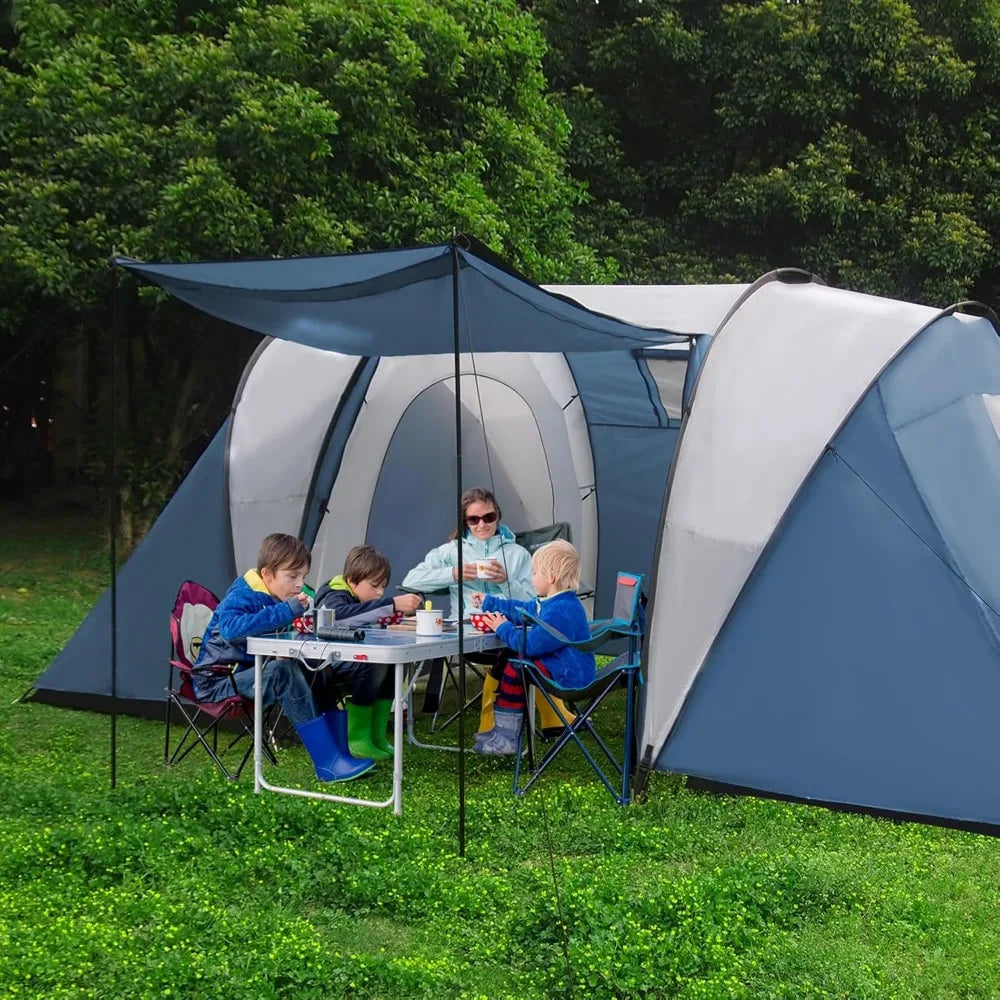 Family-Sized Weatherproof Camping Tent, Porch, Rainfly, 2-Room Easy Setup , Outdoor Living