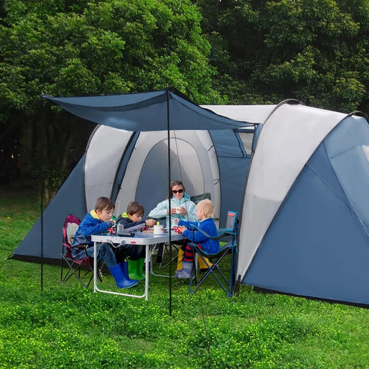Family-Sized Weatherproof Camping Tent, Porch, Rainfly, 2-Room Easy Setup , Outdoor Living