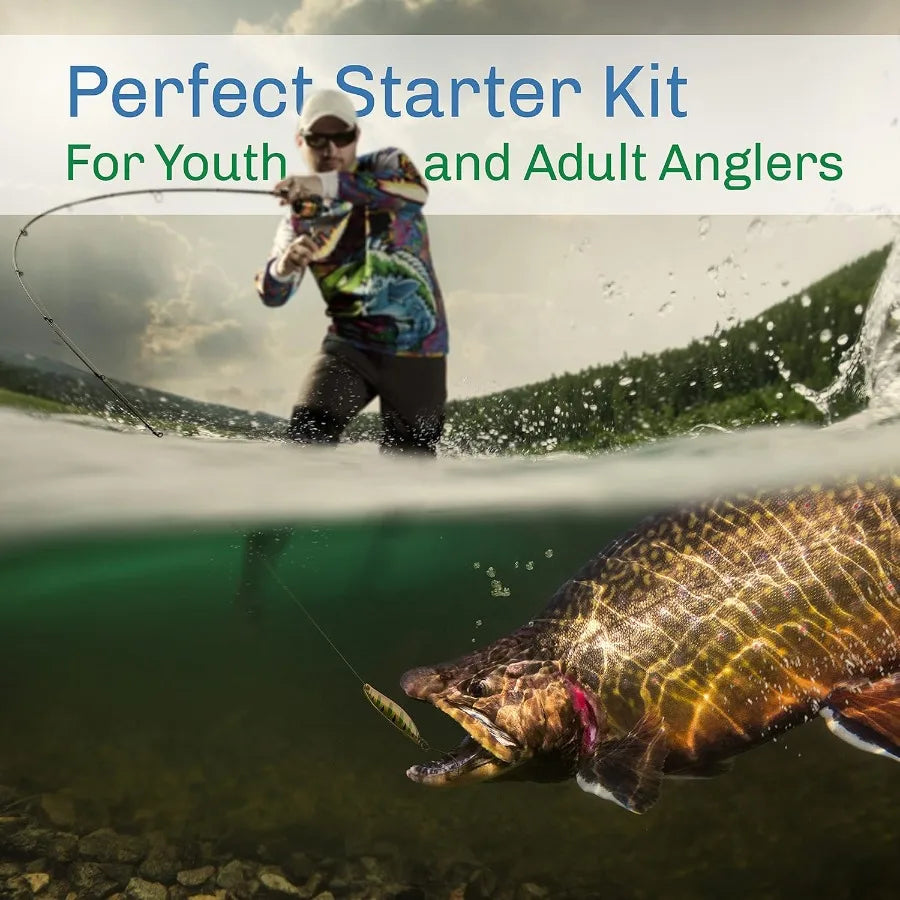 Fly Fishing Rod,Reel Combo, Carrying Case Flies, Fishing Line Angling Adventures,Charter Series