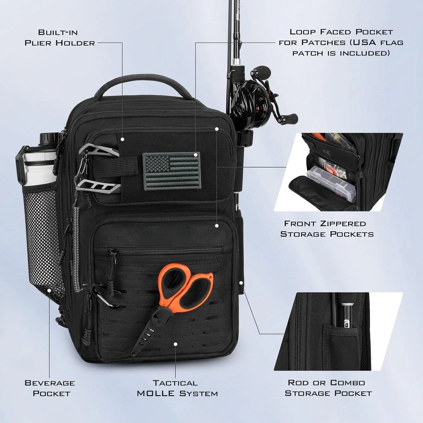 Tactical Fishing Sling Tackle Bag - Lightweight Fishing Backpack - Storage for Gear and Equipment