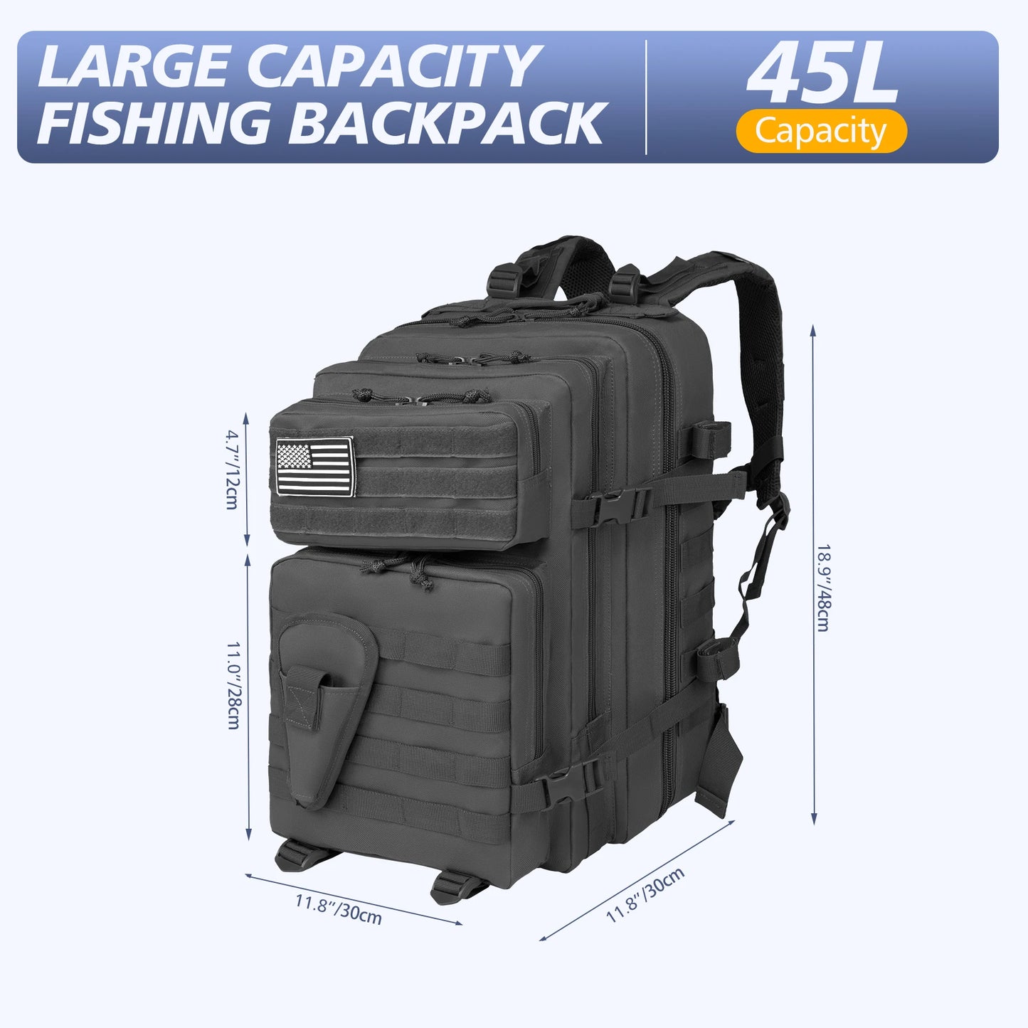 45L Fishing Hunting Bag Tactical Backpack Men's Travel Large Capacity Rucksacks Men Waterproof