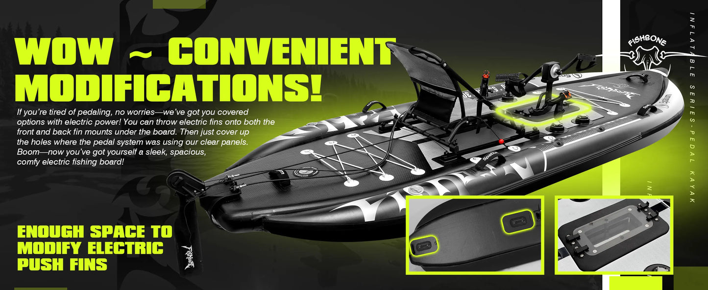 Fishing Kayak Boat Pedal Drive Siton Top Pedal Drive Kayak Orientation System, 11'*44"*4",Cap.507LBS