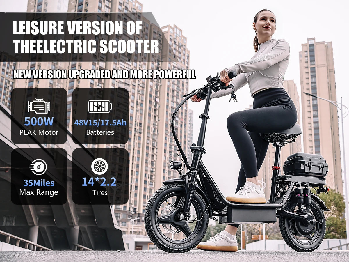 Folding Electric Scooter, 700W Peak Motor 48V 17.5Ah 300lbs Max Load,10 Full Shock Foldable