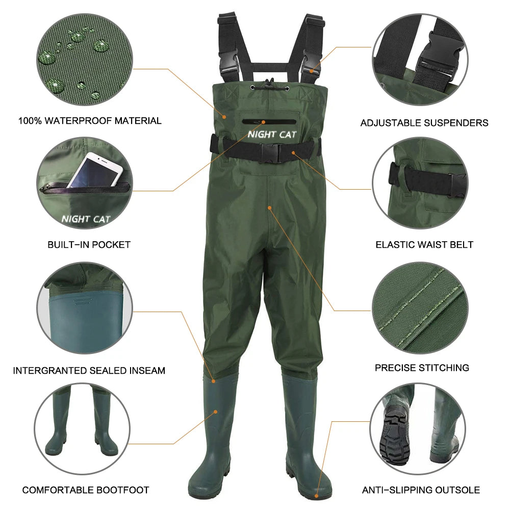 Lightweight Fishing Waders Waterproof Breathable Pvc Rubber Fishing Hunting Chest Waders With Boots