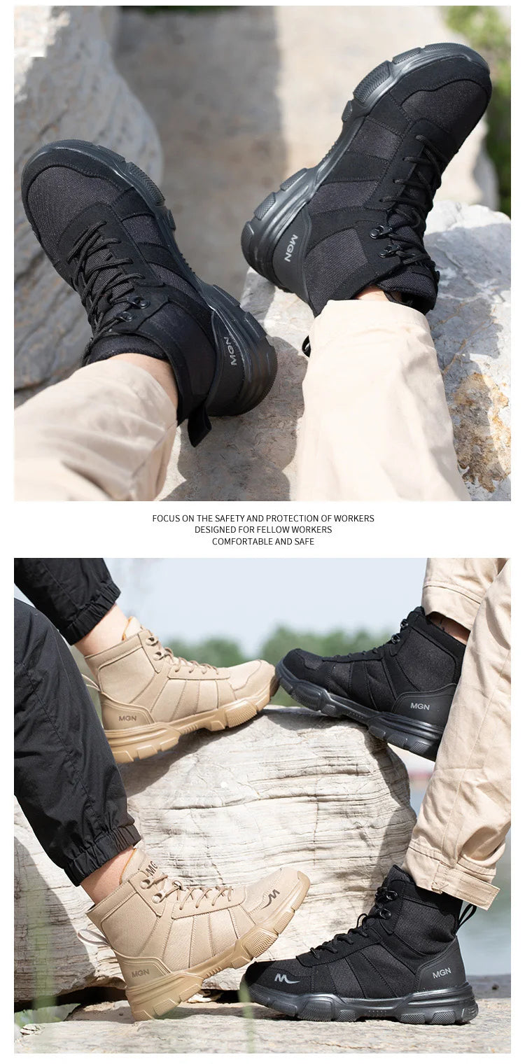 Boots Indestructible Safety Men Steel Toe Puncture-Proof Sneakers; Women Non Slip Work Shoes