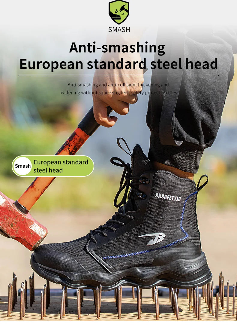 Fashionable breathable anti-smash and anti-puncture safety shoes