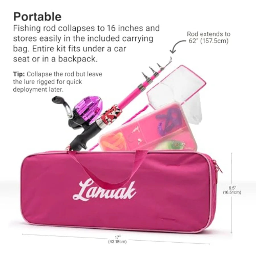 Fishing Pole Portable Telescopic Fishing Rod Set Tackle Box, Fishing Net Combo Kit Ideal Adventures
