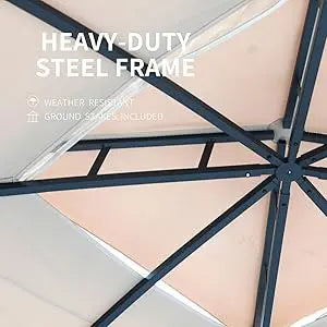 Patio Gazebo 10x12, Heavy Duty Soft Top Gazebos, Double Roofs, Anti-UV Privacy Curtains & Netting