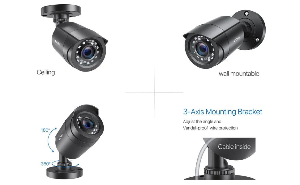 1080P 4 Pack HD TVI Security Cameras Out/in Weatherproof Bullet Surveillance Camera Analog CCTV DVR