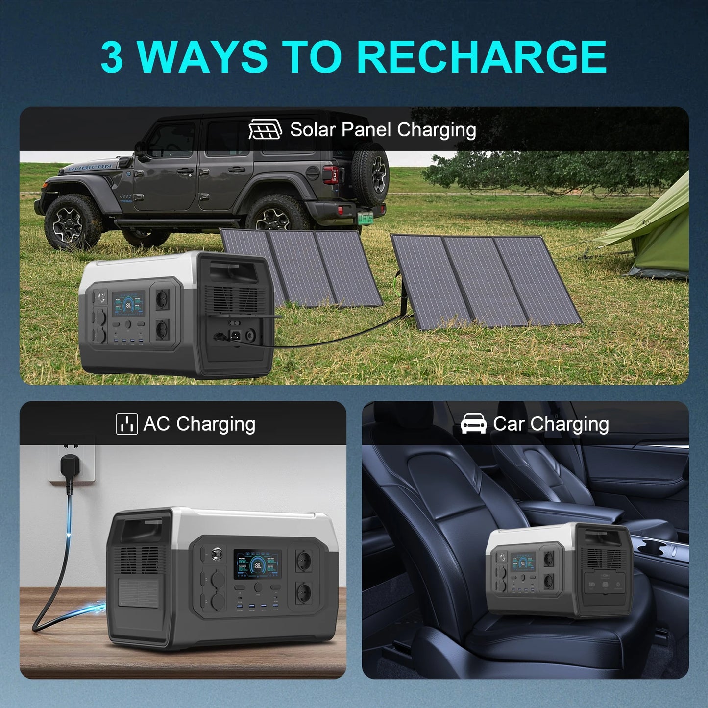 1800W 1000W Portable Generator Power Station Lifepo4 Battery Camping 200W Solar Panel Generator
