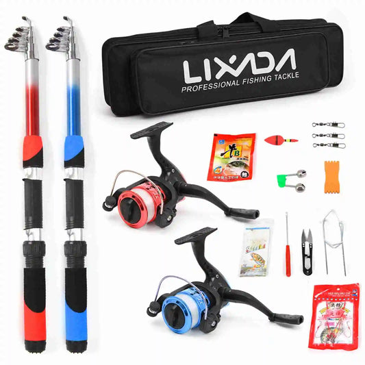 Fishing Pole Combo Set 2.1m Telescopic Rod & Reel Complete Kit fishing tackle inded